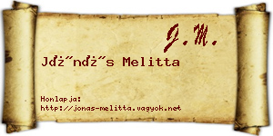 Jónás Melitta névjegykártya